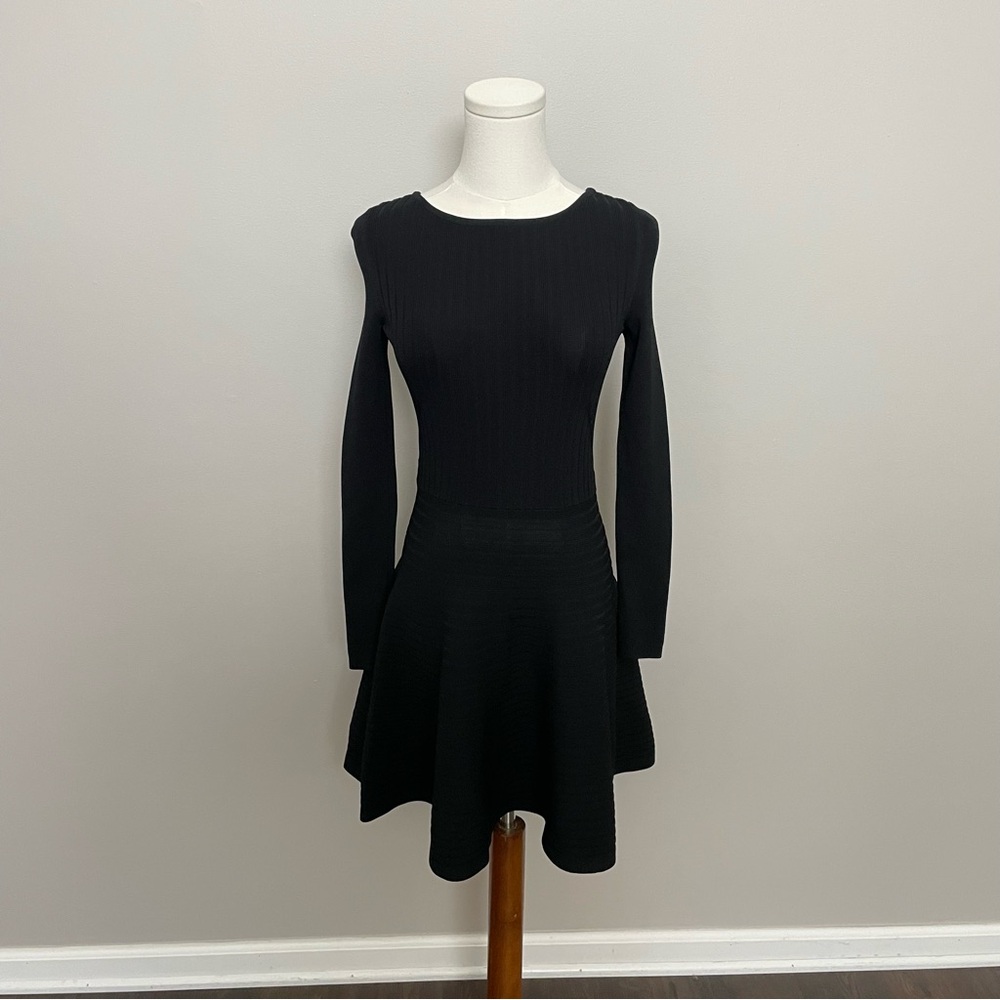 TopShop Dress Skater Fit & Flare Mini Ribbed Lace Up Back Goth Dark Academia